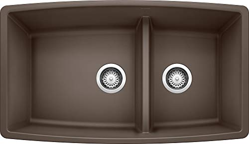 Blanco , Café Brown 441313 PERFORMA SILGRANIT 60/40 Double Bowl Undermount Kitchen Sink with Low Divide