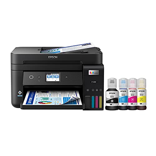 Epson EcoTank ET-4850 Wireless All-in-One Cartridge-Free Supertank Printer with Scanner, Copier, Fax, ADF and Ethernet - The Perfect Printer for Your Office - Black
