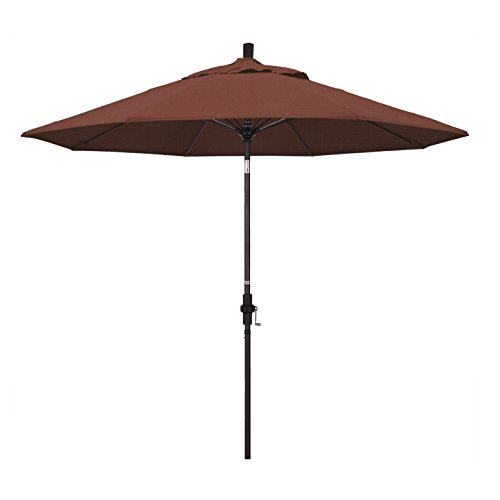 California Umbrella GSCUF908117-F69 9' Round Aluminum Pole Fiberglass Rib Market Patio Umbrella, Bronze, Terracotta