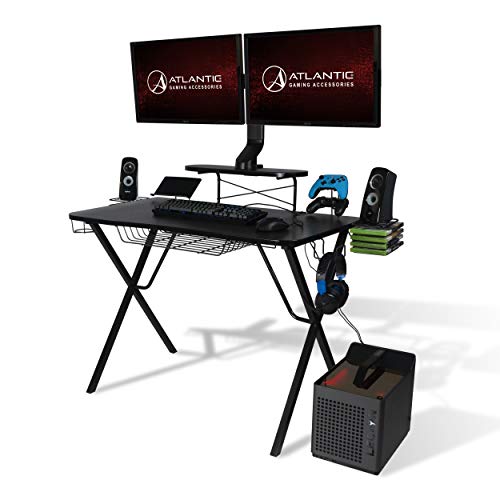 Atlantic Gaming Original Gaming-Desk Pro - Curved-Front, 10 Games, Controller, Headphone & Speaker Storage, 40.25x23.5 inch Curved Front Desktop, Enhanced Larger Design