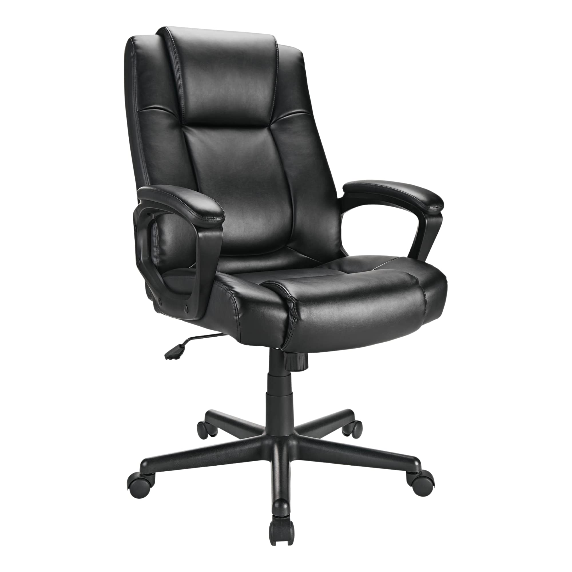 Realspace ® Hurston Bonded Leather High-Back Executive Chair, Black