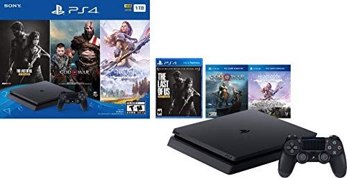  Sony Flagship Newest Play Station 4 1TB HDD Only on Playstation PS4 Console Slim Bundle with Three Games: The Last of Us, God of War, Horizon Zero Dawn 1TB HDD Dualshock 4 Wireless Controller -Jet...