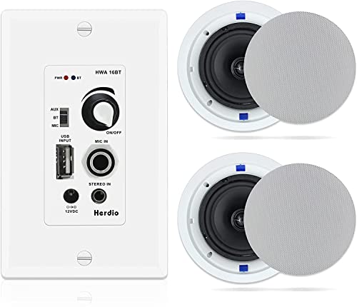 Herdio 6.5 Inch in Ceiling Speakers 320W 2-Way Flush Mo...