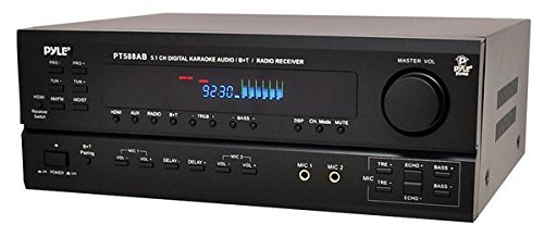 Pyle Wireless Bluetooth Power Amplifier System - 420W 5.1 Channel Home Theater Surround Sound Audio Stereo Receiver Box w/ RCA, AUX, Mic w/ Echo, Remote - For Subwoofer Speaker -  PT588AB Black