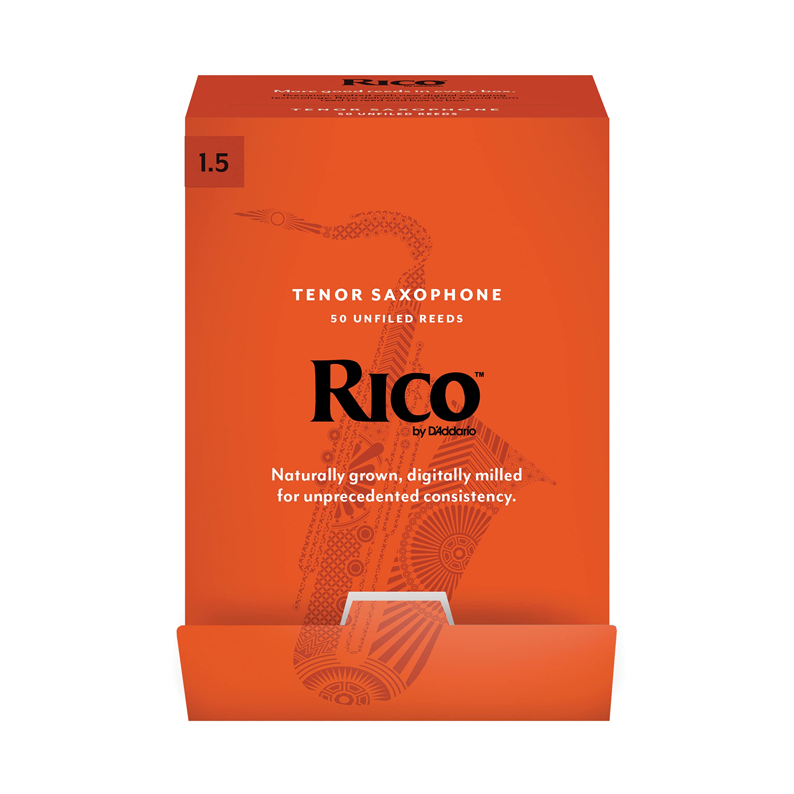 D’Addario Woodwinds Rico Tenor Sax Reeds, Strength 1.5, 50-pack