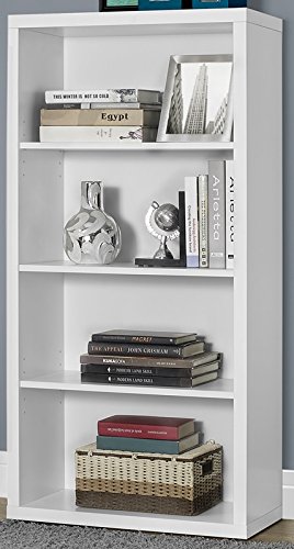 Monarch Specialties White Hollow-Core 48 Inch Bookcase w/ Adjustable Shelves