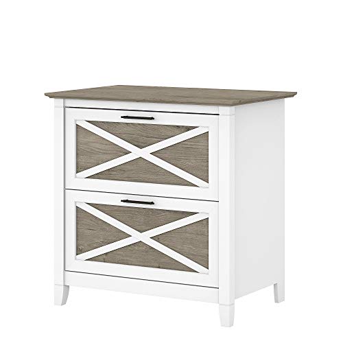 Bush Furniture 2 Drawer Lateral File Cabinet, Pure White and Shiplap Gray
