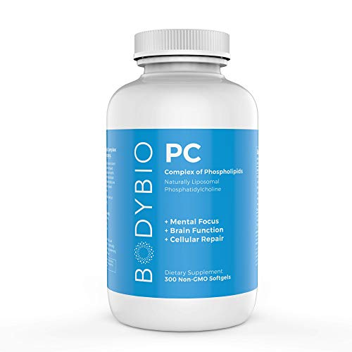  BodyBio - PC Phosphatidylcholine, Liposomal Phospholipid Complex for Cell Health - Enhance Brain Function, Focus, Memory & Clarity - Microbiome Support - Science & Research Backed - 300 Softgels...