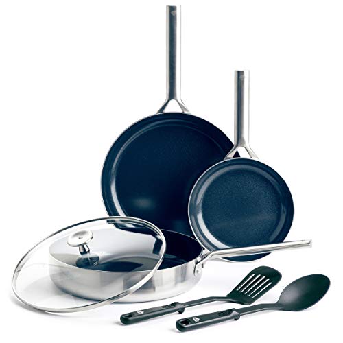 Blue Diamond Cookware Triple Steel Ceramic Nonstick Stainless Steel Cookware Pots and Pans Set