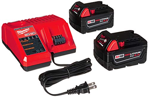Milwaukee 48-59-1850 M18 RED LITHIUM XC 5.0 Ah Batteries (2) + 48-59-1812 M12 and M18 Multi Voltage Charger kit