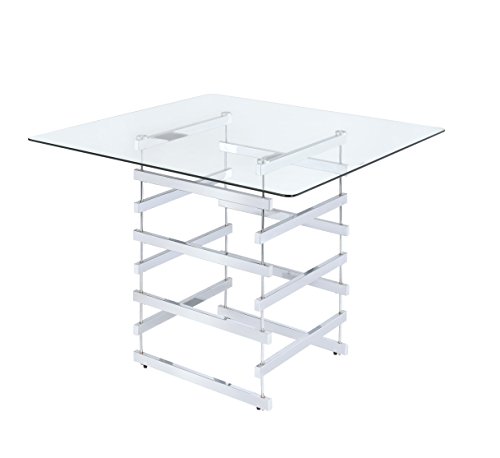 Acme Furniture ACME Nadie Counter Height Table - 72590 - Chrome & Clear Glass