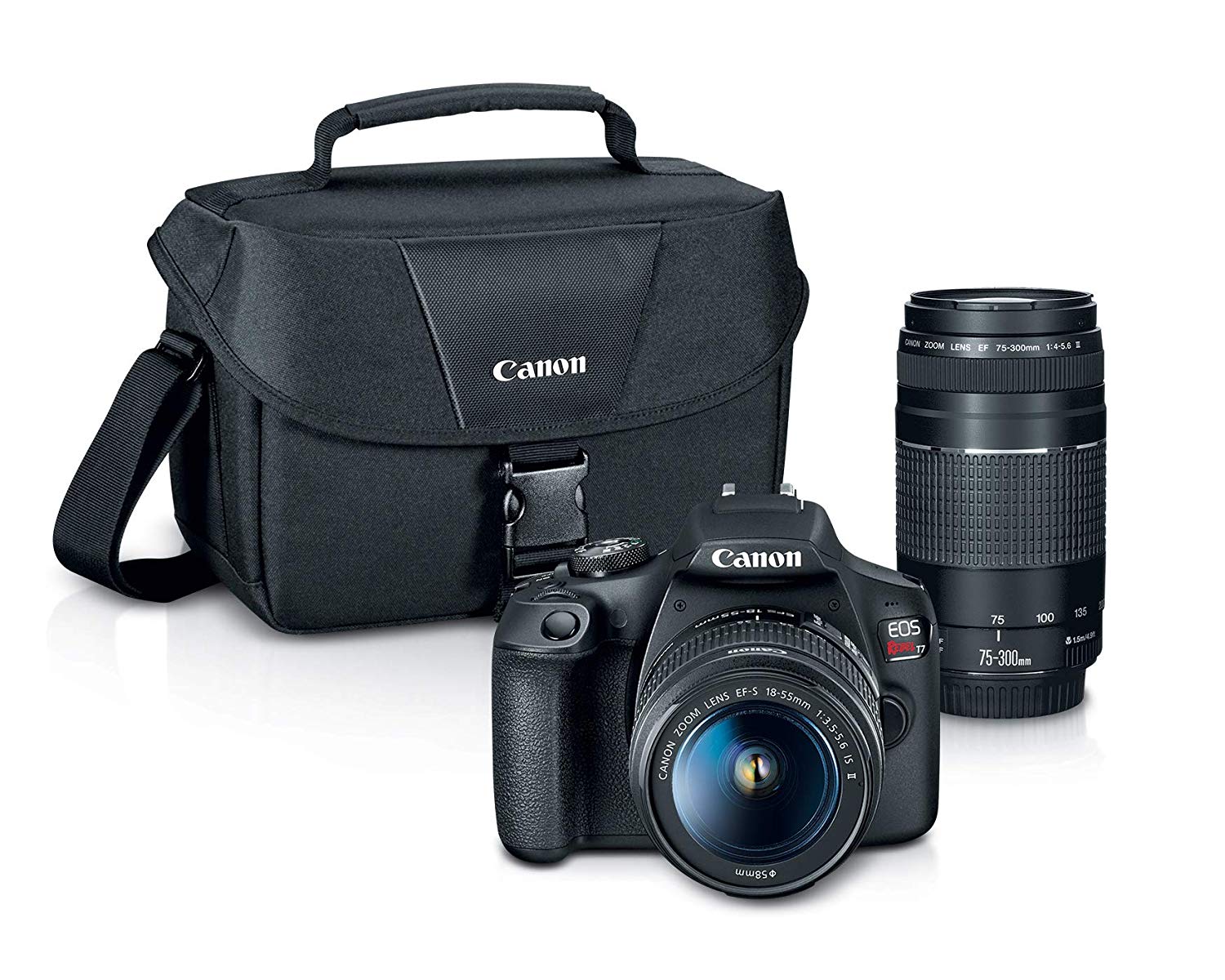 Canon USA Canon EOS Rebel T7 24.1MP DSLR Camera with EF-S 18-55mm f/3.5-5.6 IS II Lens and EF 75-300mm f/4-5.6 III Lens