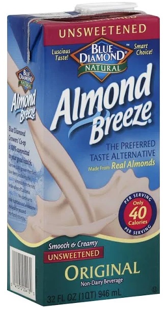 Blue Diamond Almond Breeze Milk Unsweetened, Original - 32 fl oz carton
