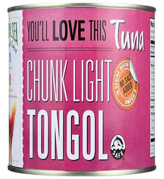 Natural Sea Tuna - Tongol - Chunk Light - No Salt Added - 66.5 oz - Case of 6,
